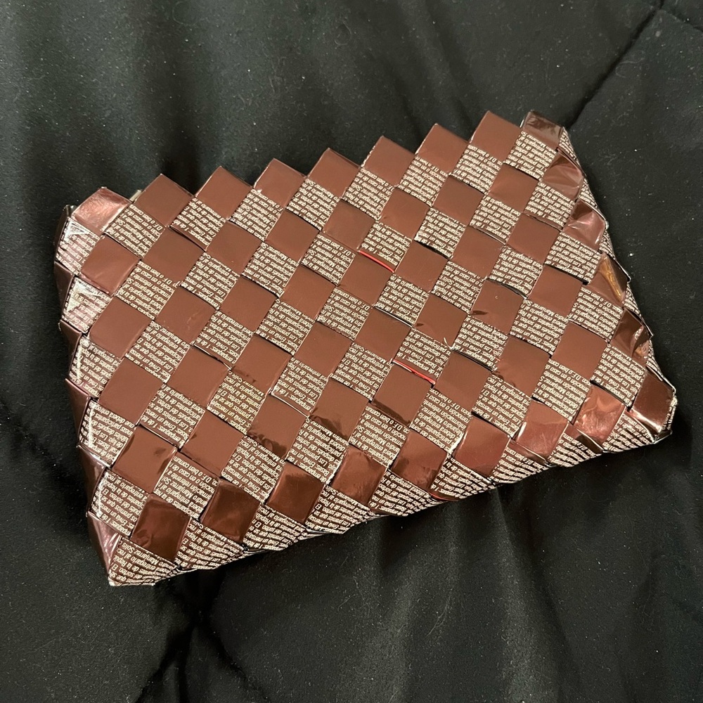 Nahui Ollin | Brown Candy Wrapper Pouch Clutch